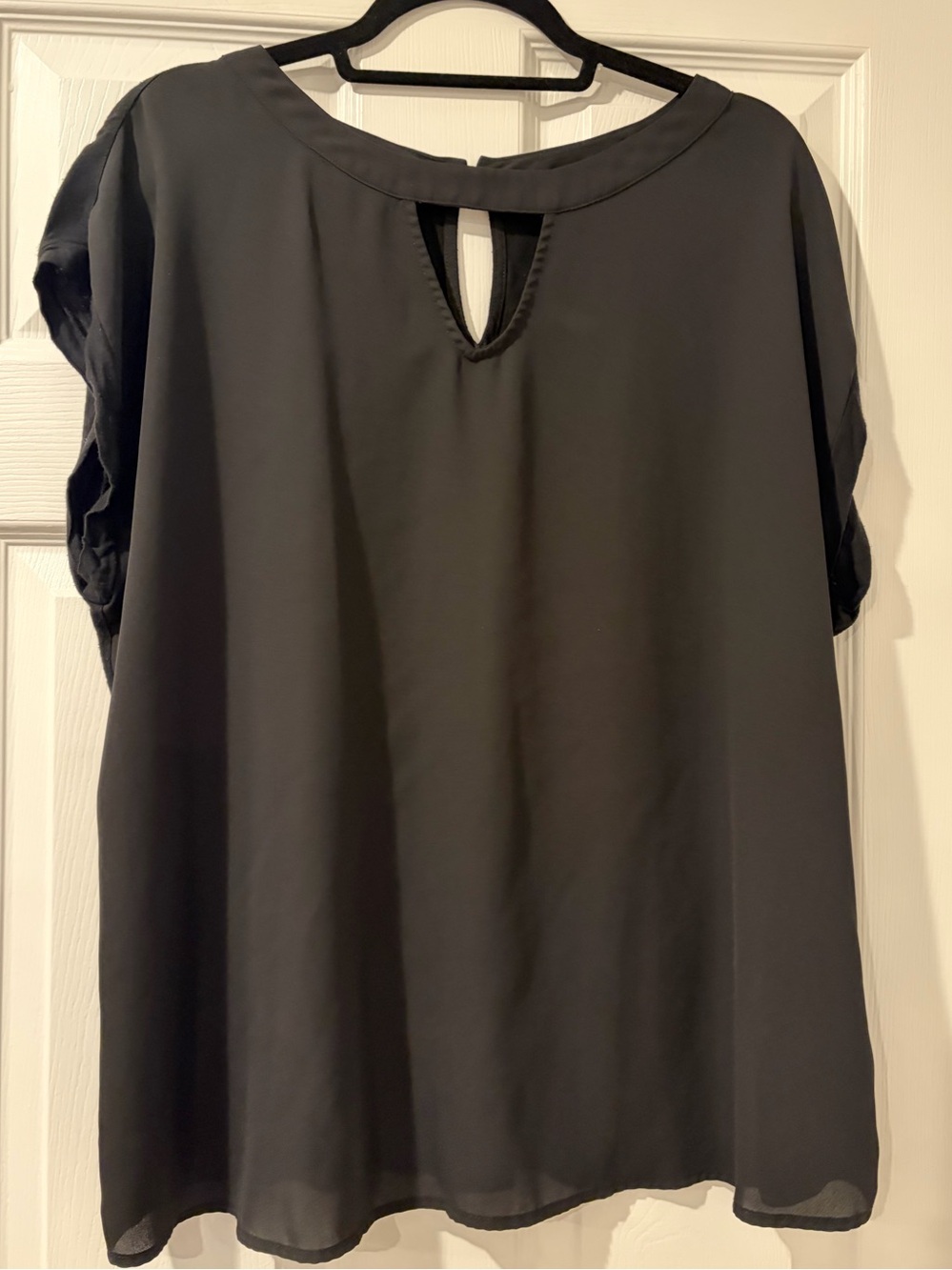 Papermoon Black Short-Sleeve Keyhole Top